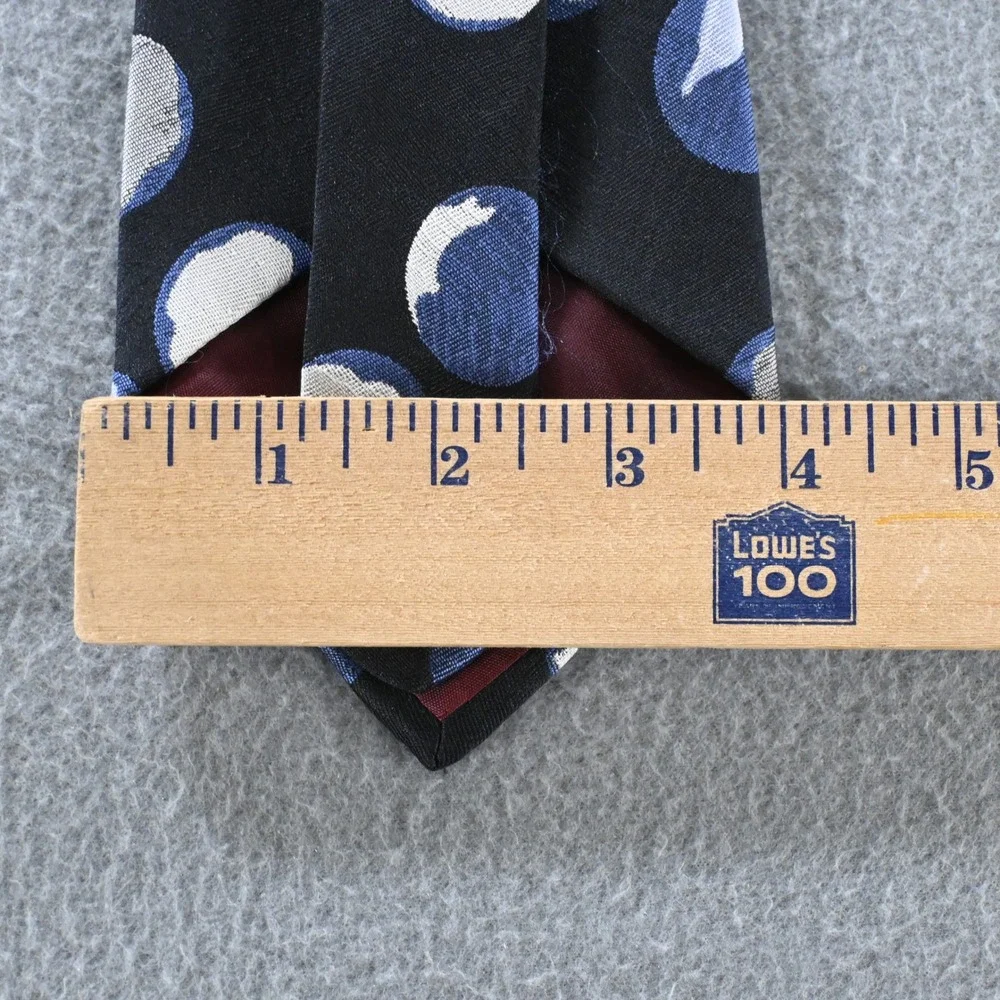 Johnny Carson Mens Vintage 80s Polka Dot Necktie One Size Black Blue White